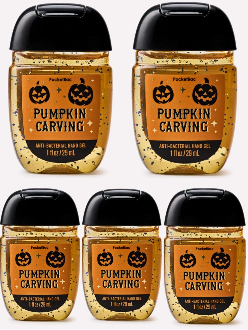 Bath & Body Works Pumpkin Carving PocketBac Hand Gel Pocketbac Set of 5 NEW RARE